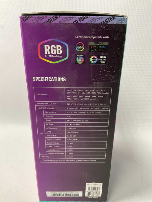 NEW Cooler Master Hyper 212 Black Edition RGB CPU Air Cooler -