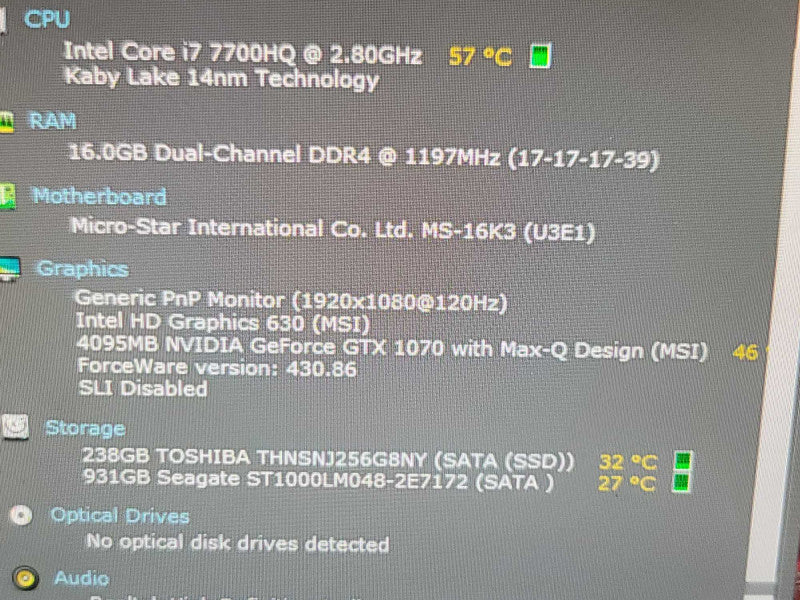 MSI Stealth Pro i7-7700HQ, 16GB DDR4, 4GB GeForce GTX 1070, 256GB + 1TB *NOAC Î²