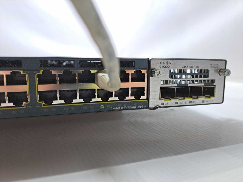 Cisco WS-C3560X-24P-E 24-Port Gigabit PoE+ NetworkSwitch + C3KX-NM-10G Module )