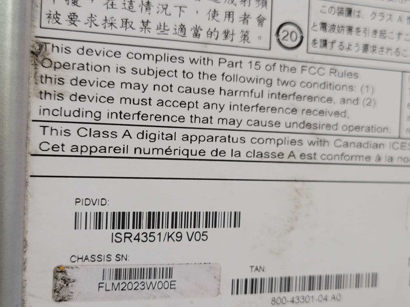 Cisco ISR4351/K9 ISR 4351 Series Integrated Services Router, Affected, READ _