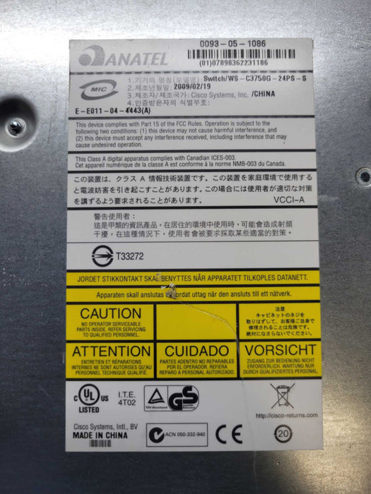 Cisco Catalyst 3750G PoE-24 (WUS-C3750GF-24PS-S)