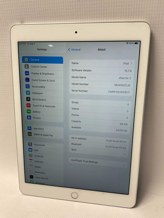 Apple iPad Air 2 A1566 64GB UNLOCKED -