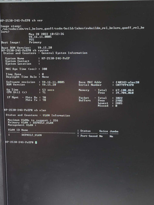 HPE Aruba 2530-24G POE+ J9773A 24 Port Ethernet Switch _