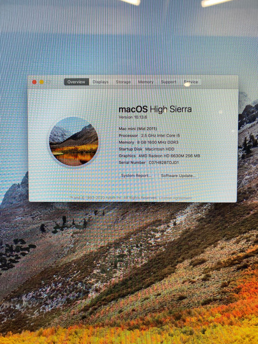 Apple Mac mini Mid 2010 Intel Core i5-2520M @ 2.50 GHz 8 GB RAM 240 GB SSD