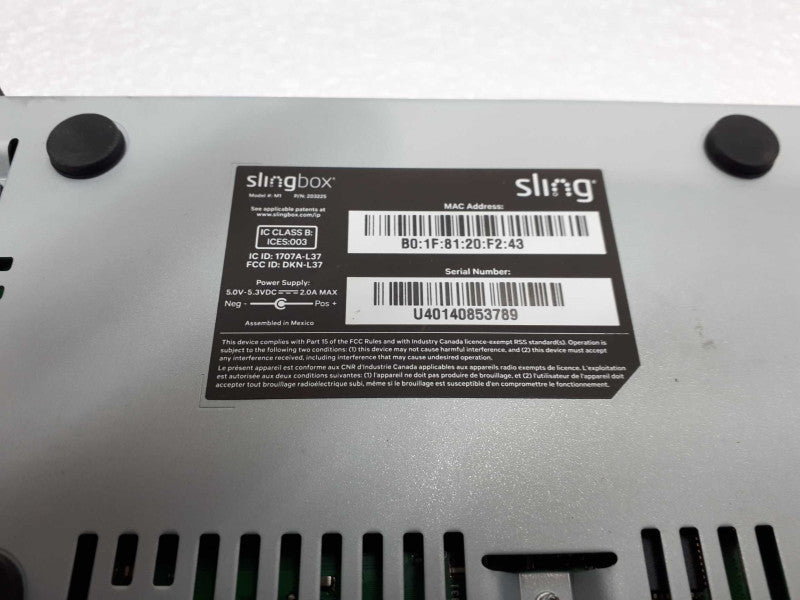 SLING SLINGBOX M1 MEDIA STREAMER WITH REMOTE CONTROL - NO POWER CORD INCLUDED &