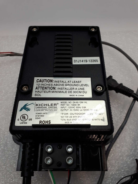 Kichler Lighting DA-60-12W-1HL Low Voltage 12V Transformer 4 x 7 x 4 inches &