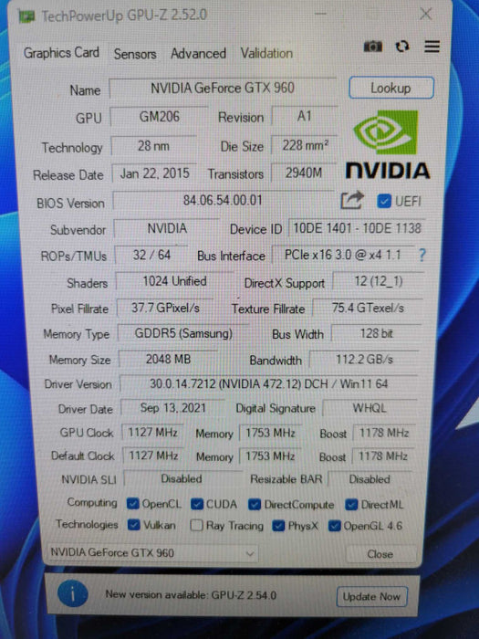 NVIDIA GTX 960 2GB PCIE