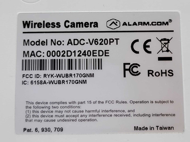 Alarm.com Indoor Wireless Pan/Tilt IP Camera (ADC-V620PT), READ _