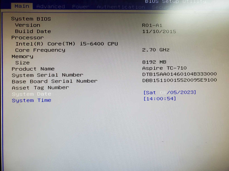 Acer Aspire TC-710 Desktop PC Core i5-6400 @ 2.70GHz 8GB RAM