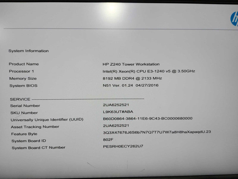 HP Z440 Workstation Xeon E3-1240 V5 @ 3.50ghz / 8gb ram / READ #