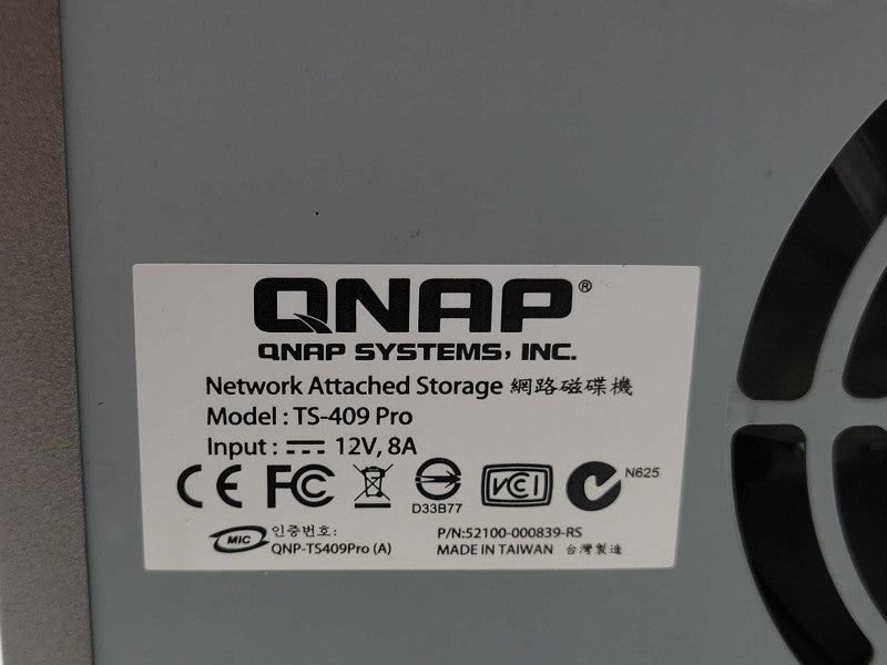QNAP TS-409 Pro Network Attached Storage w/ 2x HDD Caddies, READ _