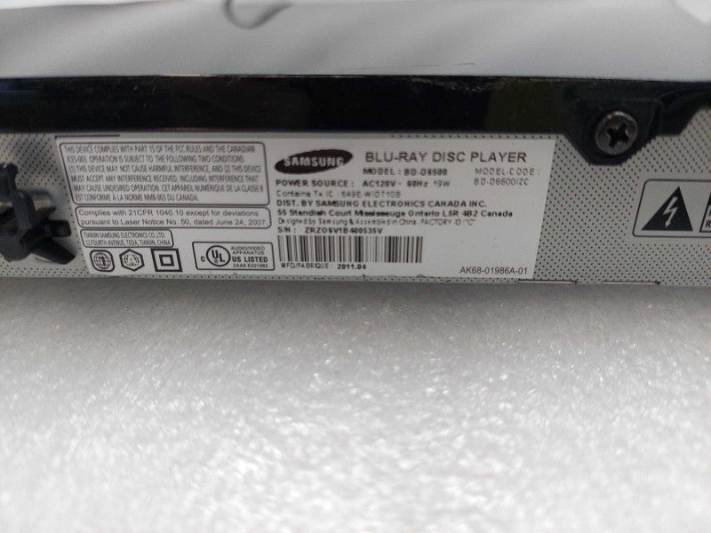 Samsung  Bluray 3D Player Model: BD-D6500