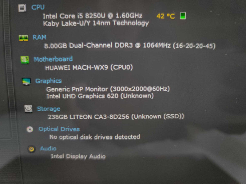 Huawei MateBook MachW29 TOUCH SCREEN i5-8250U, 8GB DDR3, 256GBm.2 Î²