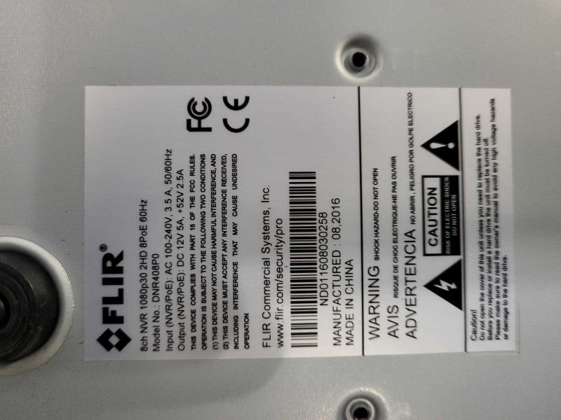 FLIR 8-Channel NVR DNR408P0 $