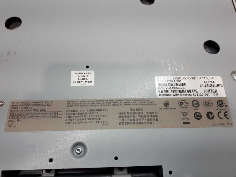 HP ASSY TFT7600 G2 1U 17.3\\" KVM Monitor Console, 612371-001 &