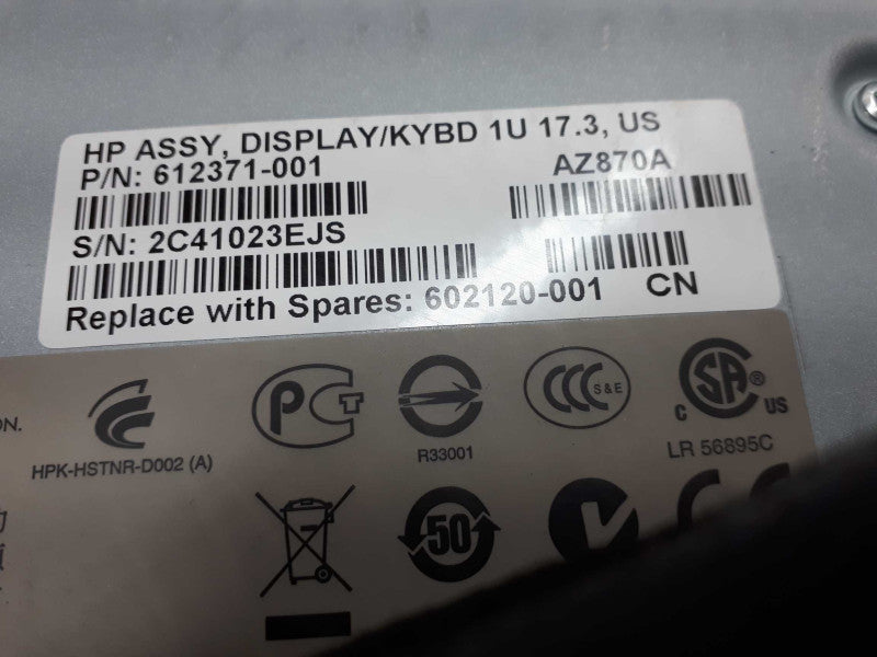 HP ASSY TFT7600 G2 1U 17.3\\" KVM Monitor Console, 612371-001 &