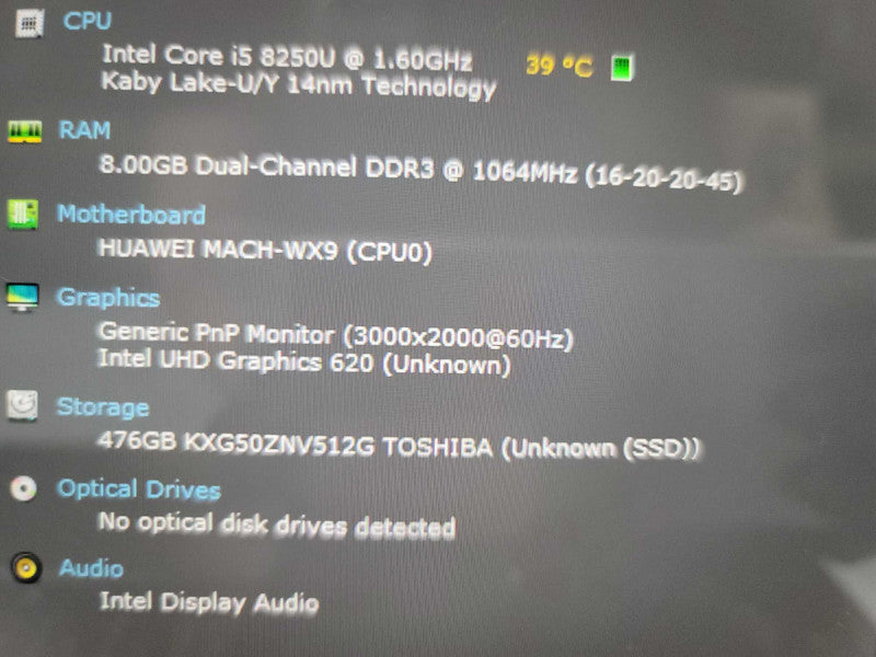 Huawei MateBook Mach W19 TOUCH SCREEN i5-8250U, 8GB DDR3, 512GB m.2 Î²
