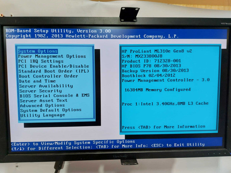 HP Proliant ML310e gen8 V2 Xeon E3-1240 V3 @ 3.40ghz / 16gb ram / B120i Raid #