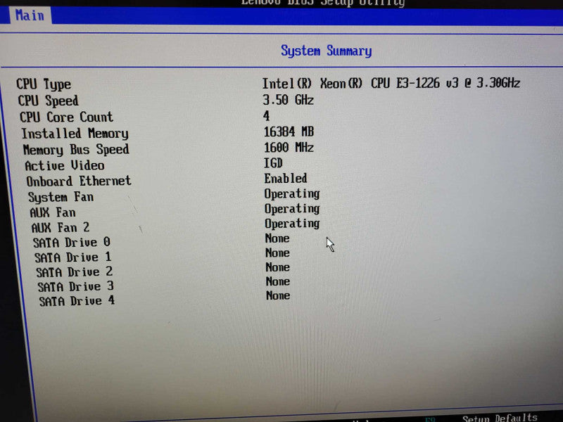 Lenovo ThinkServer RS140 Server BOOTS E3-1226 v3 3.2GHz 16GB DDR No HDD/RAID $
