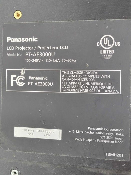 Panasonic PT-AE3000U HD Theater Projector 1920x1080 , READ _