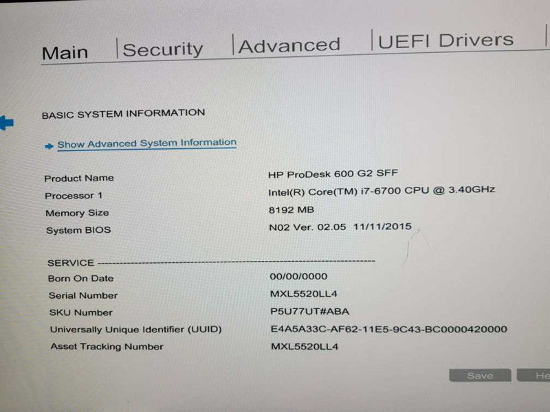 HP ProDesk 600 G2 SFF Intel i7-6700 CPU @ 3.40GHz 8GB DDR4 RAM