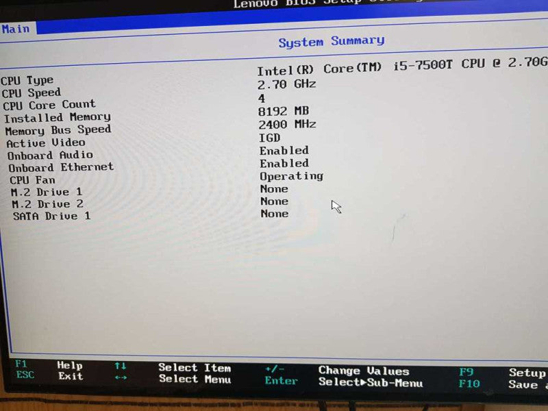 Lenovo Thinkcentre M710q i5 -7500T CPU @ 2.70GHz 8GB DDR4 Ram