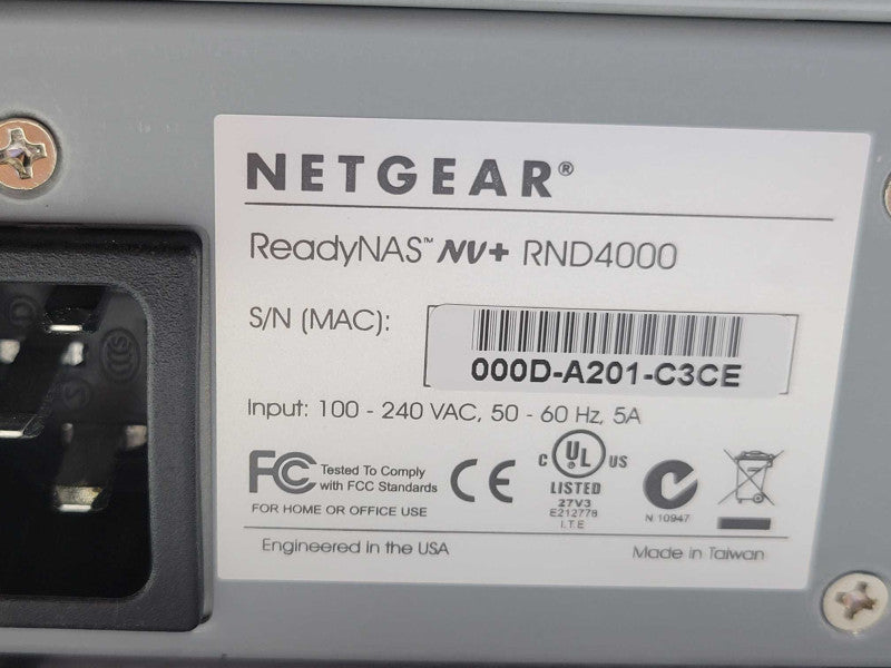 Netgear ReadyNAS NV+ RND4000 4-Bay NAS with 2x 2TB HDDs, READ  _