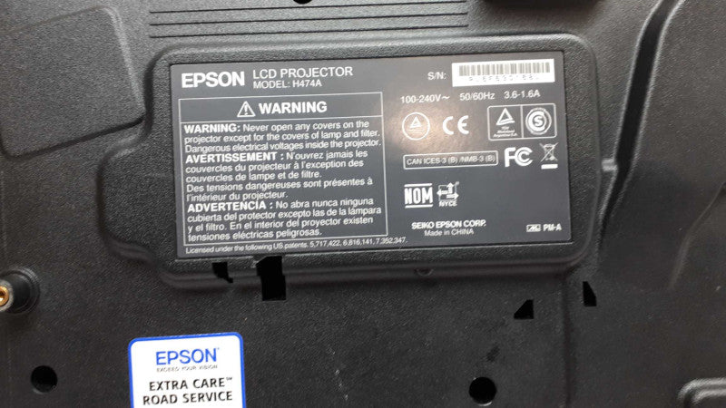 EPSON POWERLITE 1940W LCD PROJECTOR H474A HDMI 16:10  &