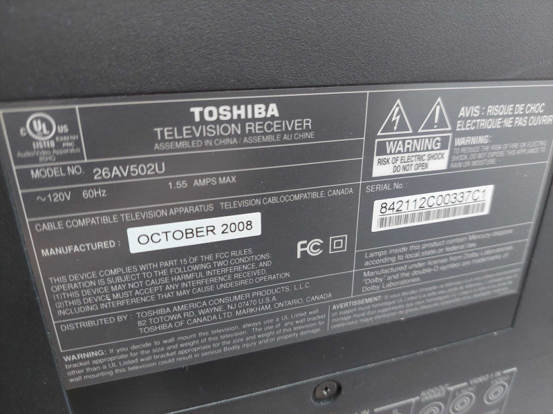 Toshiba 26\\" LCD TV Model: 26AV502U