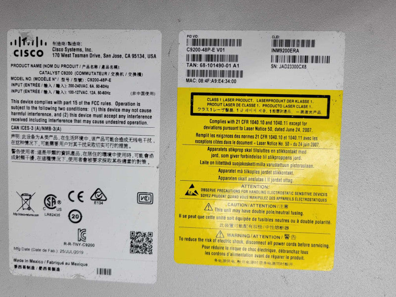 Cisco C9200-48P-E 48-port Gig PoE+ Network Essentials Switch, 2x C9200-Stack _