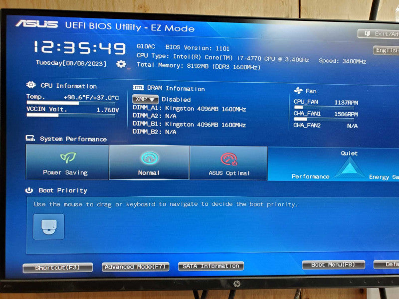 Asus Custom PC - Intel i7-4770 @ 3.40 GHZ 8GB DDR3 480W PSU