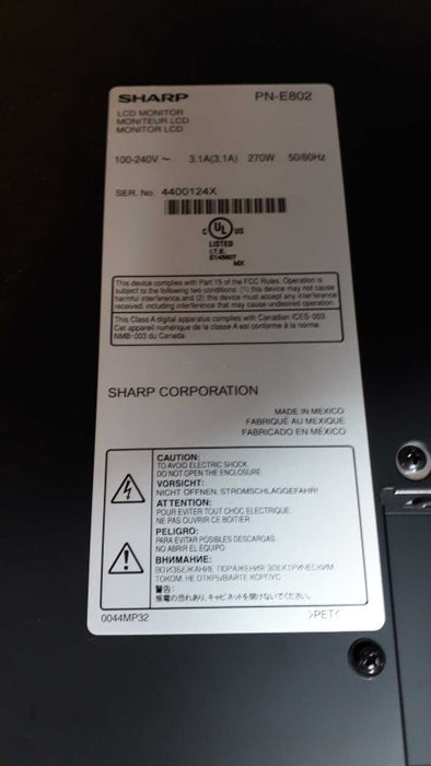 Sharp PN-E802 - 80\\" LED-backlit LCD flat panel display - 1080p (Full Array) Q&