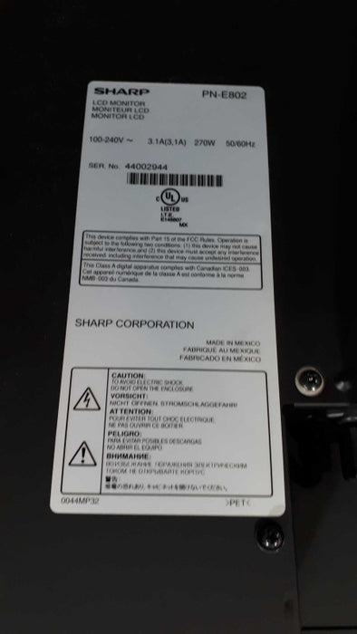 Sharp PN-E802 - 80\\" LED-backlit LCD flat panel display - 1080p (Full Array) Q&
