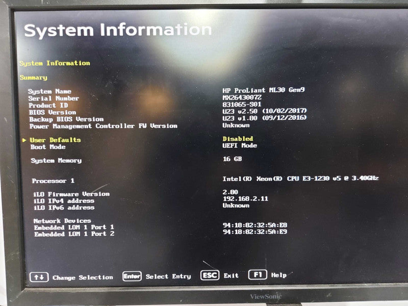HP Proliant ML30 Gen9 Xeon E3-1230 V5 @ 3.40ghz / 16gb ram / B140i Raid #