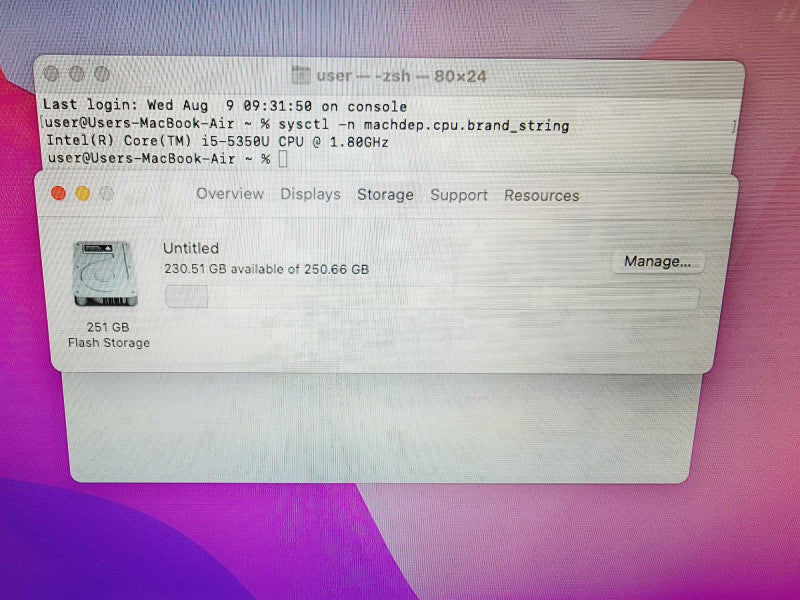 Apple Macbook Air 2017 13\\" Core i5-5350U @ 1.8GHz 8GB DDR3 250GB SSD (