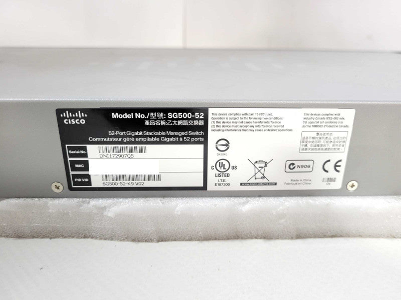 Cisco SG500-52 52x port gigabit Stackable Managed Switch $