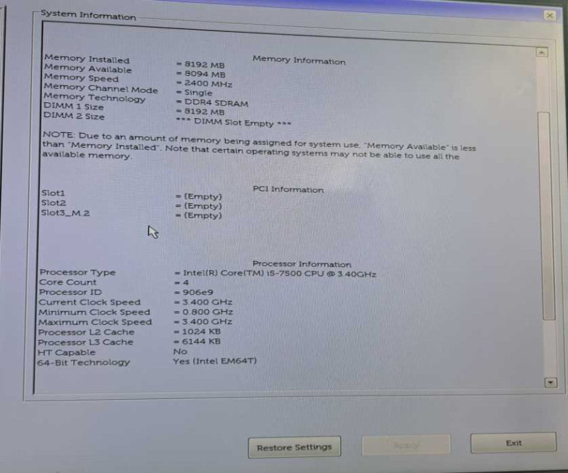 Dell OptiPlex 3050 SFF Core i5-7500 @ 3.40GHz 8GB DDR4 No HDD\\'s )