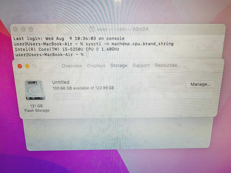 Apple Macbook Air 2015 13\\" Core i5-5250U @ 1.6GHz 8GB DDR3 120GB SSD (