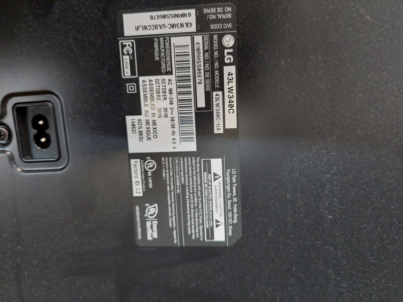LG LCD TV Model: 43LW340C-UA