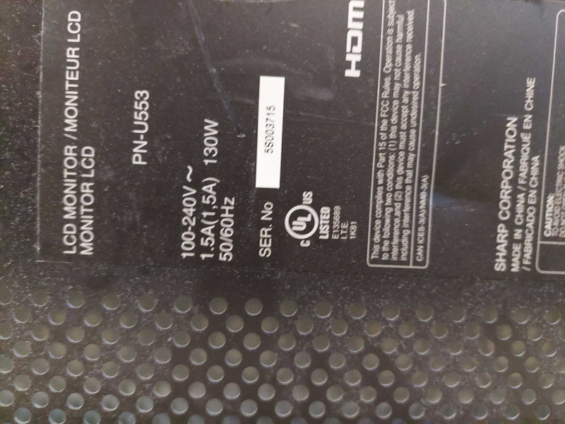 Sharp LCD Monitor Model: PN-U553