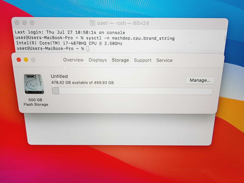 Apple Macbook Pro Retina 2014 15\\" Core i7-4870HQ @ 2.5GHz 16GB DDR3 500GB SSD (