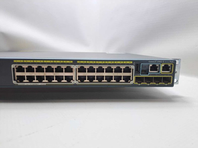 Cisco WS-C2960S-24PS-L 24 Port PoE+ Gigabit Switch + Rackmount Ears )