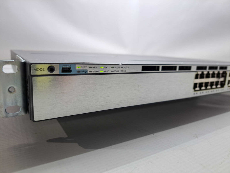 Cisco WS-C3750X-24P-S 24-Port PoE Gigabit Switch 1x C3KX-PWR-715WAC PSU Q)