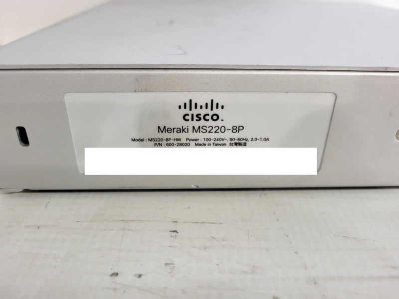 Cisco Meraki MS220-8P-HW 8 Port Ethernet Switch - UNCLAIMED $