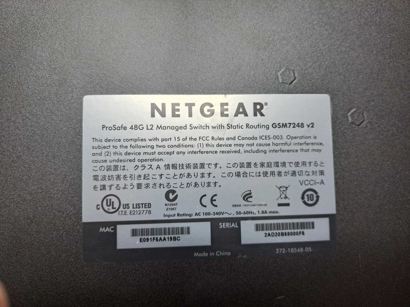 NetGear ProSafe GSM 7248 v2 48 Port Gigabit L2 Managed Switch *Read* )