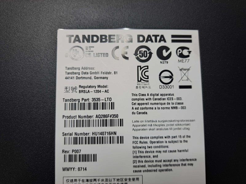 Tandberg Data 3535-LTO-6 External HH SAS Tape Drive )