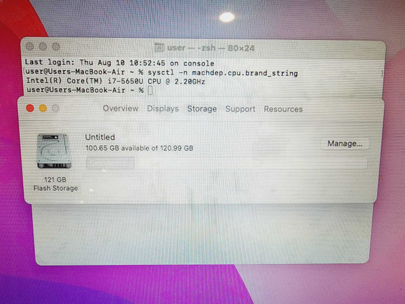 Apple Macbook Air 2015 13\\" Core i7-5650U @ 2.2GHz 8GB DDR3 120GB SSD (