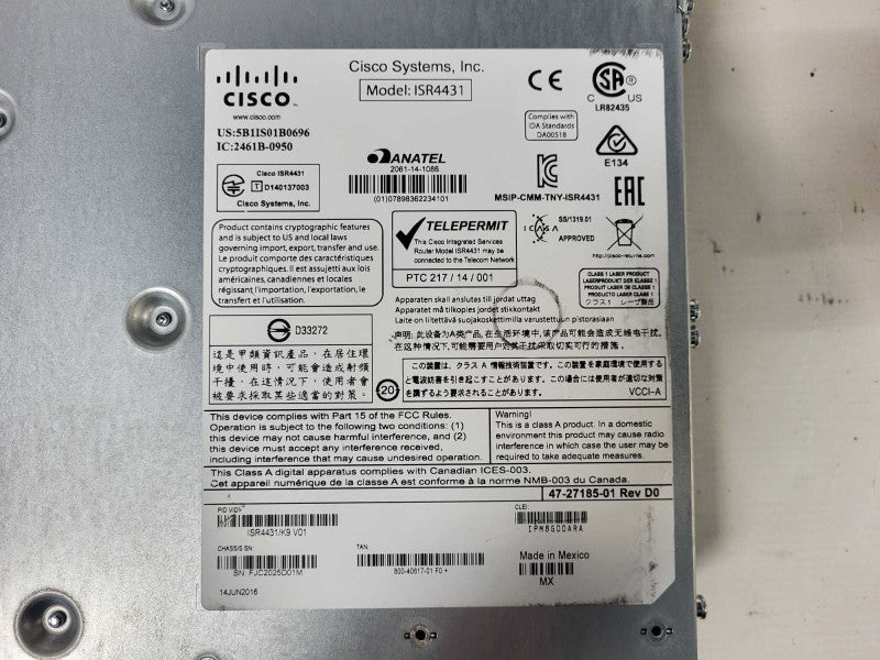 Cisco ISR4431/K9 V01 4400 Series Integrated Service Router w/ 2x PSU $