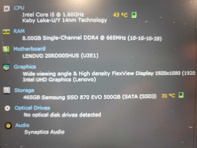 Lenovo ThinkPad E15 I5-10210U @ 1.60GHz, 8GB DDR4, 500GB SSD Î²