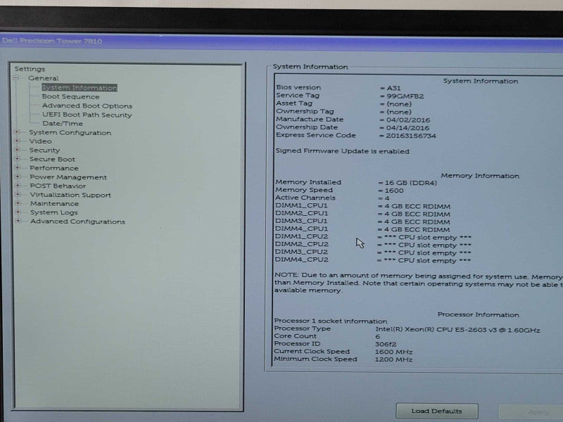 Dell Precision T7810, 1x Xeon E5-2603v3 1.6GHz, 16GB DDR4, Quadro K2200 _